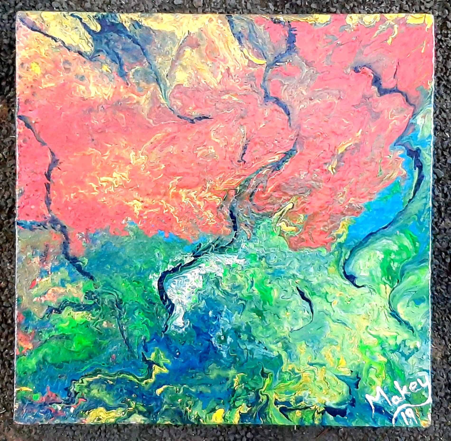 Abstract blue and red