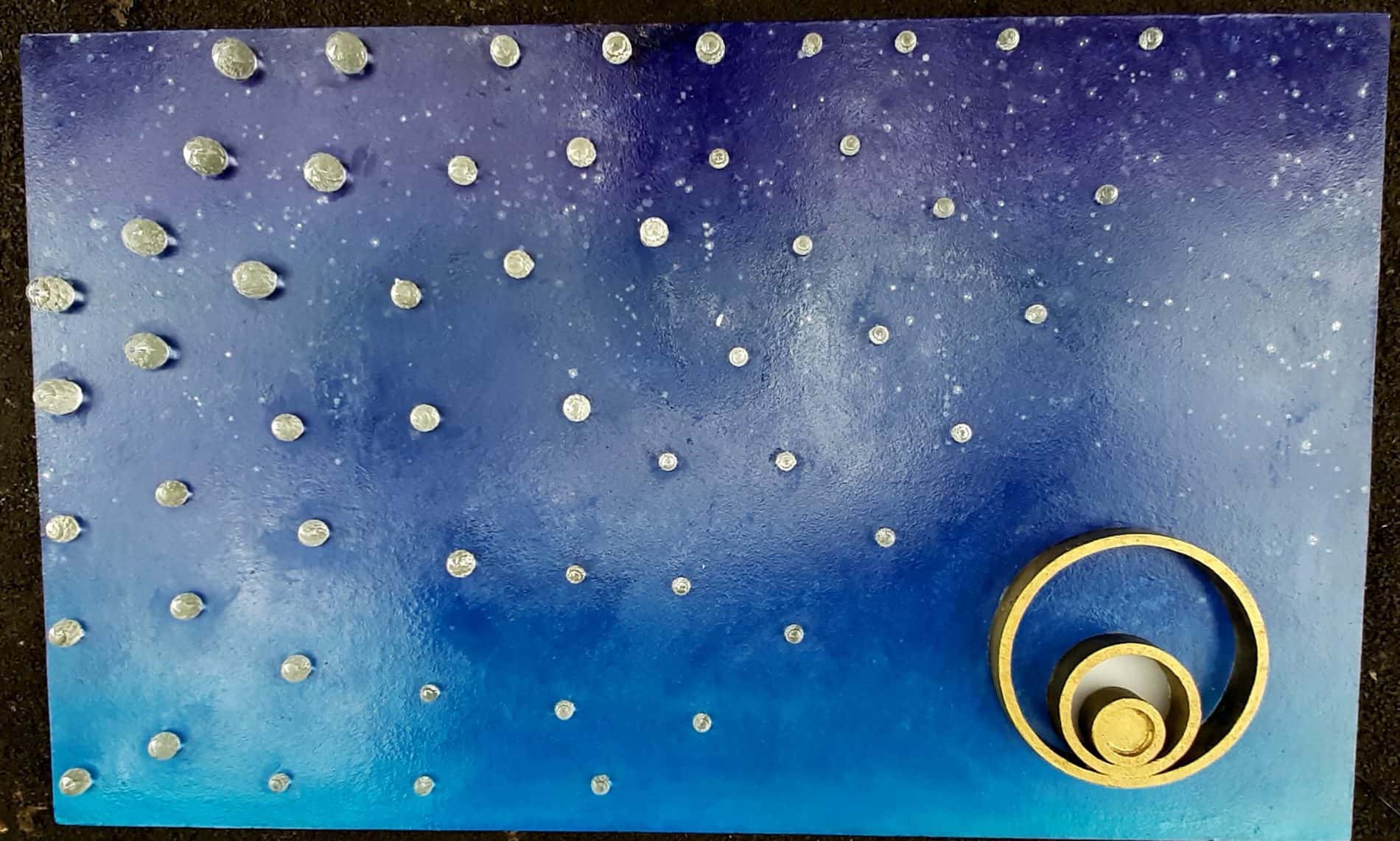 Planet Blue with its rising moon