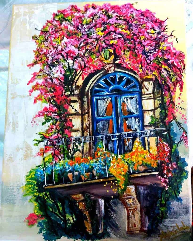 Balcony with flowers