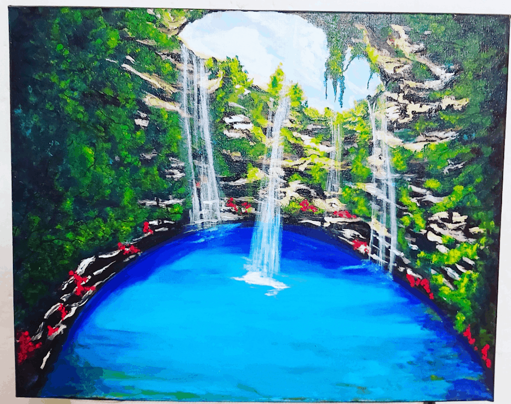 Cenote with blue water scenery