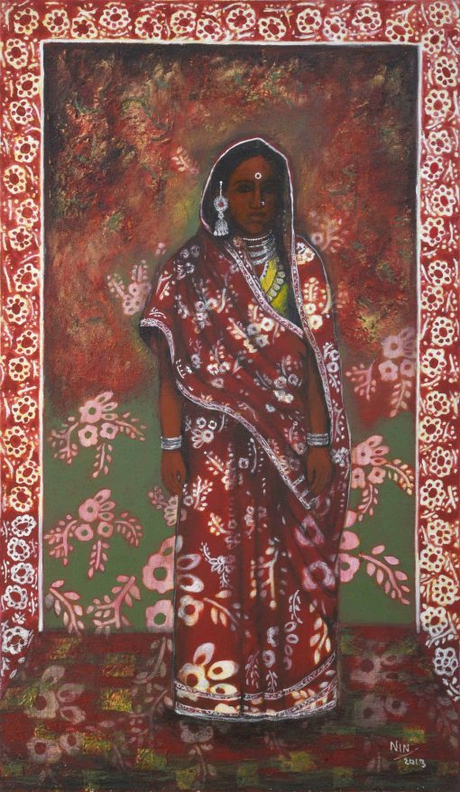 nalini-treebhoobun-lady-from-bihar-mixed media-painting