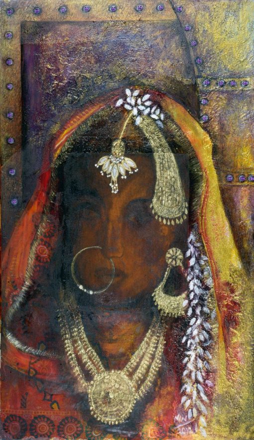 nalini-treebhoobun-muslim-bride-mixed-media-painting