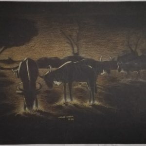 mauritius-arts-carlos-cabral-wildebeest-dusk